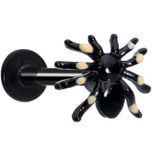 Load image into Gallery viewer, 16G 5/16 Black Spooky Spider Halloween Labret Monroe Tragus
