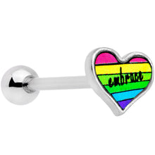 Load image into Gallery viewer, Rainbow Embrace Pride Heart Barbell Tongue Ring
