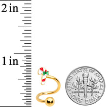 Load image into Gallery viewer, 14G 3/8 Gold Tone Candy Cane Christmas Spiral Twister Belly Ring
