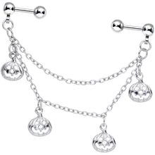 Load image into Gallery viewer, 16G 1/4 Aurora Gem Pumpkin Halloween Cartilage Chain Earring
