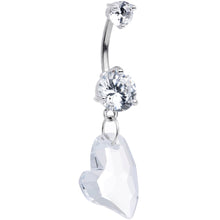 将图片加载到图库查看器，Clear Gem Stylized Heart Dangle Belly Ring
