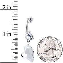 将图片加载到图库查看器，Clear Gem Stylized Heart Dangle Belly Ring
