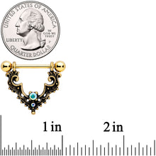Load image into Gallery viewer, 14G 5/8 Aurora Gem Gold Tone Baroque Bat Nipple Shield Set
