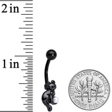 将图片加载到图库查看器，White Orb Black Cat Black Halloween Belly Ring
