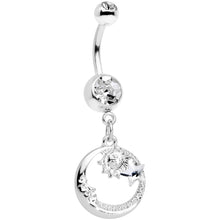 将图片加载到图库查看器，Clear Gem Sun Moon Star Dangle Belly Ring
