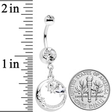 将图片加载到图库查看器，Clear Gem Sun Moon Star Dangle Belly Ring
