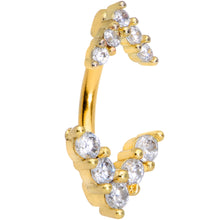 Load image into Gallery viewer, Clear CZ Gem Gold Tone Twin Arrow Double Mount Belly Ring
