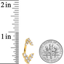 Load image into Gallery viewer, Clear CZ Gem Gold Tone Twin Arrow Double Mount Belly Ring
