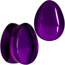 将图片加载到图库查看器，Solid Purple Glass Teardrop Plug Set
