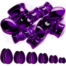 将图片加载到图库查看器，Solid Purple Glass Teardrop Plug Set
