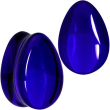 将图片加载到图库查看器，Solid Blue Glass Teardrop Plug Set
