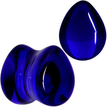 将图片加载到图库查看器，Solid Blue Glass Teardrop Plug Set
