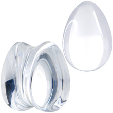 将图片加载到图库查看器，Solid Clear Glass Teardrop Plug Set
