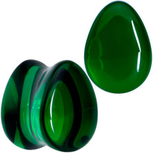 将图片加载到图库查看器，Solid Green Glass Teardrop Plug Set
