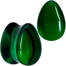 将图片加载到图库查看器，Solid Green Glass Teardrop Plug Set
