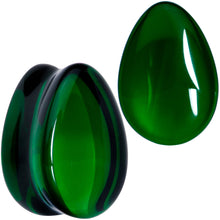 将图片加载到图库查看器，Solid Green Glass Teardrop Plug Set
