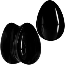 将图片加载到图库查看器，Solid Black Glass Teardrop Plug Set

