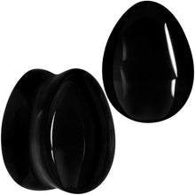 将图片加载到图库查看器，Solid Black Glass Teardrop Plug Set
