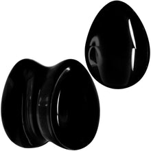 将图片加载到图库查看器，Solid Black Glass Teardrop Plug Set
