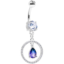 将图片加载到图库查看器，Blue Green CZ Gem Drop Loop Dangle Belly Ring
