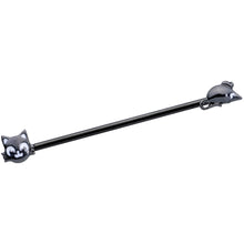 Load image into Gallery viewer, 14G Black Cat Mouse Halloween Industrial Barbell 38mm
