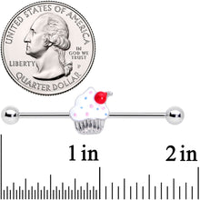 Load image into Gallery viewer, 14G Red White Sprinkle Cherry Cupcake Industrial Barbell 38mm
