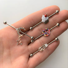 Load image into Gallery viewer, 14G Clear CZ Gem Punk Safety Pin Industrial Barbell 38mm
