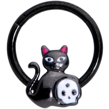 将图片加载到图库查看器，16G 3/8 Black Cat Skull Halloween Hinged Segment Ring
