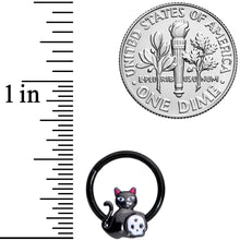 将图片加载到图库查看器，16G 3/8 Black Cat Skull Halloween Hinged Segment Ring
