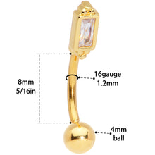 Load image into Gallery viewer, 16G 5/16 Clear CZ Gem Gold Tone Rectangle Curved Eyebrow Ring
