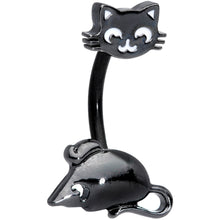 将图片加载到图库查看器，Black Cat Mouse Halloween Double Mount Belly Ring
