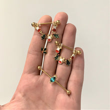 Load image into Gallery viewer, 14G 9/16 Gold Tone Reindeer Christmas Tree Dangle Nipple Ring Set
