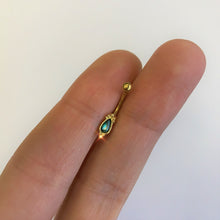 Load image into Gallery viewer, 16G 5/16 Green Gem Gold Tone Regal Drop Curved Eyebrow Ring
