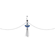 Load image into Gallery viewer, Clear Black Blue Gem Tropic Fan Dangle Belly Ring Belly Chain
