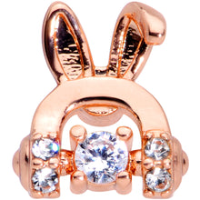 Load image into Gallery viewer, 16G 1/4 Clear Gem Rose Gold Tone Bunny Headphone Cartilage Tragus
