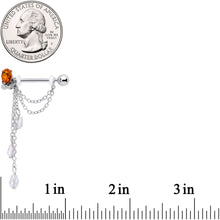 将图片加载到图库查看器，14G 9/16 Clear Orange Gem Pineapple Dangle Nipple Ring Set

