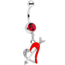 将图片加载到图库查看器，Clear Red Gem Valentine Heart Dangle Belly Ring
