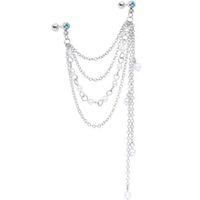 Load image into Gallery viewer, 16G 1/4 Aqua Gem Multiple Dangle Cartilage Chain Earring
