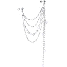 将图片加载到图库查看器，16G 1/4 Clear Gem Multiple Dangle Cartilage Chain Earring
