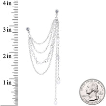 将图片加载到图库查看器，16G 1/4 Clear Gem Multiple Dangle Cartilage Chain Earring

