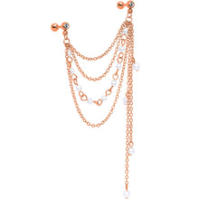 Load image into Gallery viewer, 16G 1/4 Clear Gem Rose Gold Hue Dangle Cartilage Chain Earring
