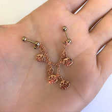 Load image into Gallery viewer, 16G 1/4 Clear Gem Rose Gold Tone Pumpkin Cartilage Chain Earring
