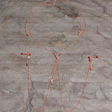 将图片加载到图库查看器，14G 5/8 Clear Gem Rose Gold Hue Star Moon Nipple Chain Necklace
