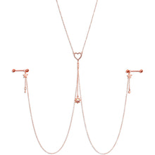 Load image into Gallery viewer, 14G 5/8 Aurora Gem Rose Gold Hue Star Sun Nipple Chain Necklace
