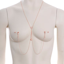 Load image into Gallery viewer, 14G 5/8 Aurora Gem Rose Gold Hue Star Sun Nipple Chain Necklace
