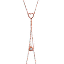 Load image into Gallery viewer, 14G 5/8 Clear Gem Rose Gold Hue Star Sun Nipple Chain Necklace
