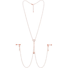 Load image into Gallery viewer, 14G 5/8 Clear Gem Rose Gold Hue Star Sun Nipple Chain Necklace
