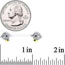 Load image into Gallery viewer, 14G 9/16 Clear Gem Clear Bioplast Mom Bird Barbell Nipple Ring Set
