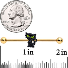 Load image into Gallery viewer, 14G Gold Tone Black Cat Halloween Industrial Barbell 38mm
