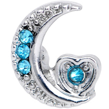 Load image into Gallery viewer, 16G 1/4 Blue CZ Gem Moon and Heart Cartilage Tragus Earring
